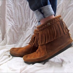 Minnetonka Fringe Ankle Boots